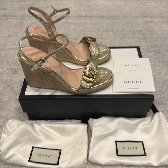 Gucci -  Aitana Wedge Espadrille - Sz 36.5 eu/6.5 us - Gold - Excellent - Picture 3 of 5